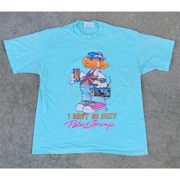 Vtg 1988 Girardin Sportswear I Don't Do Sh*t! Palm Springs Single Stitch T-shirt - Picture 1 of 6
